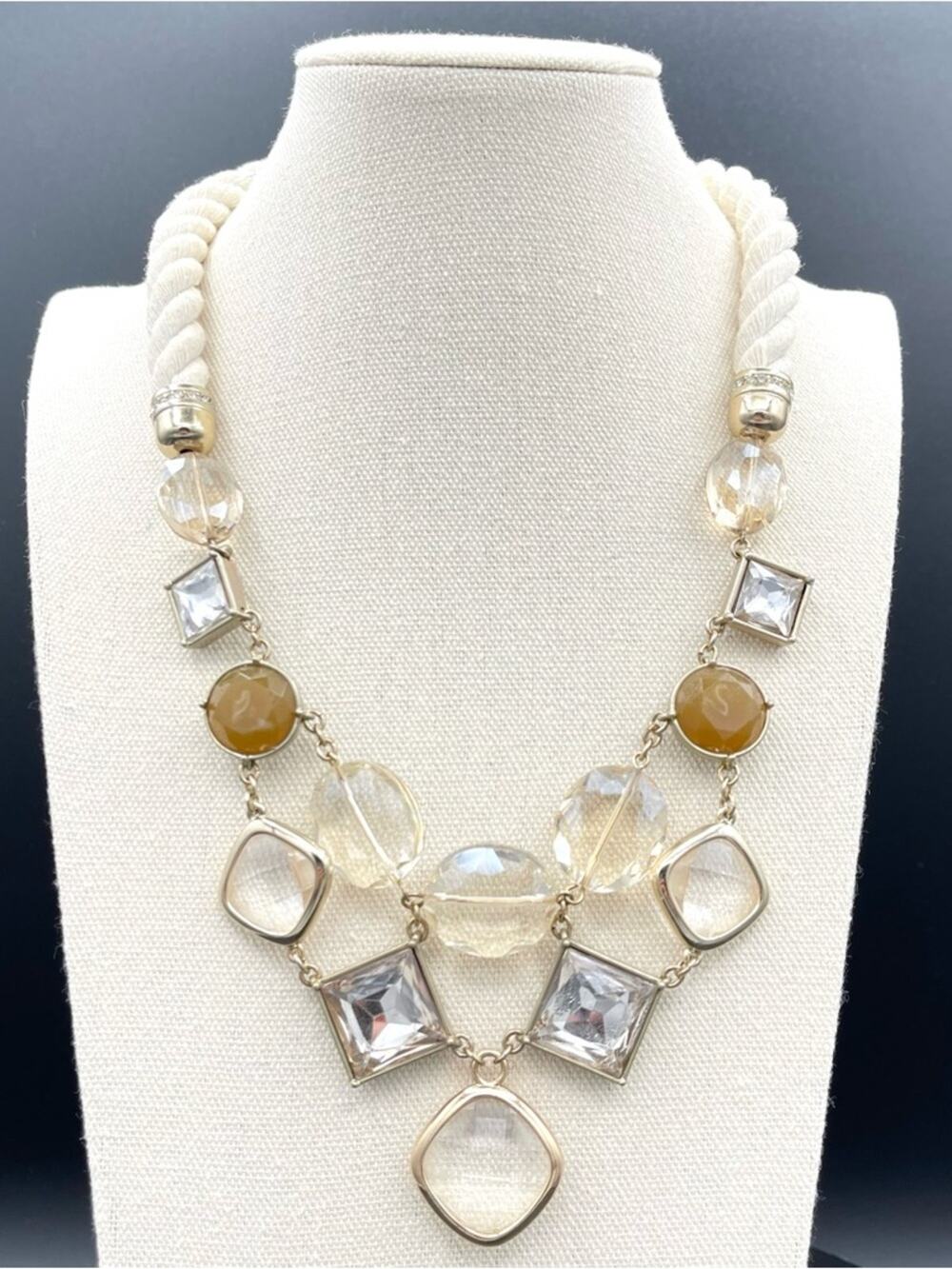 LOFT Nautical Rope Gemstone Statement Necklace